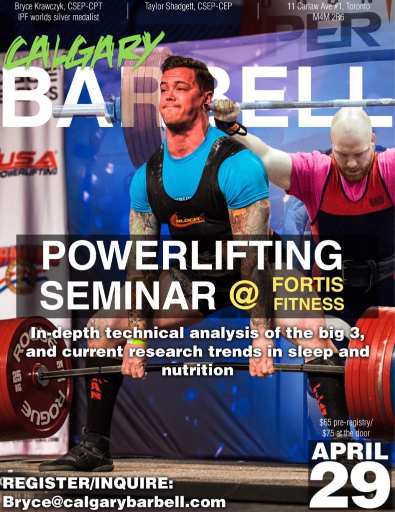 Calgary Barbell Fortis Fitness Power lifting Seminar